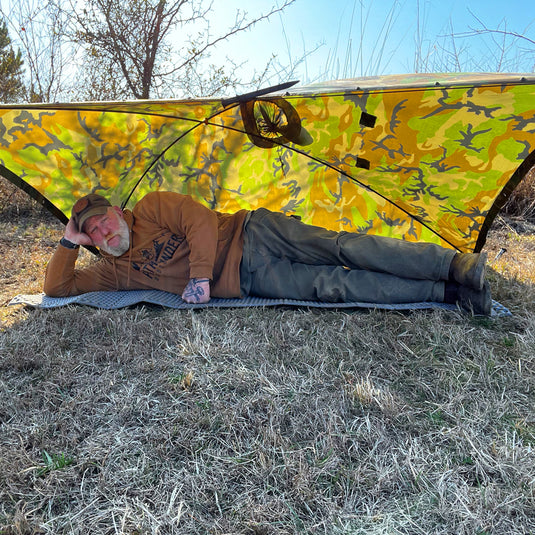 Pathfinder Poncho Poles setting up a poncho tent shelter
