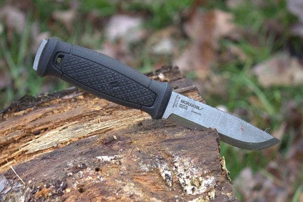 Mora Garberg Black Carbon bushcraft knife, leather sheath