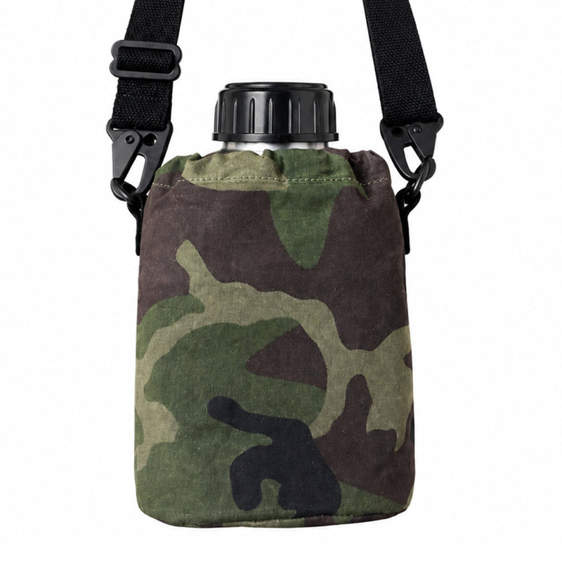 Woodland Camo Oilcloth Canteen Carrier

