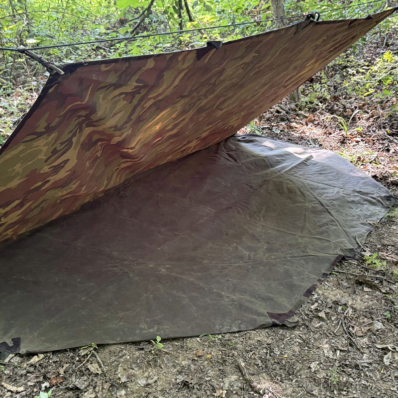 Woodland Camo Oilcloth Bushcraft Tarp
