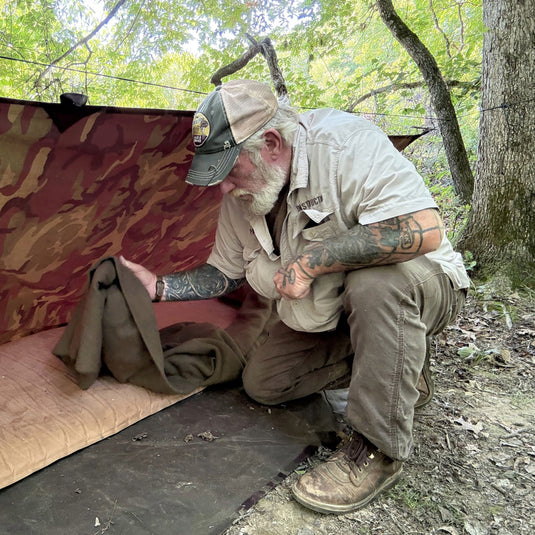 Woodland Camo Oilcloth Bushcraft Tarp