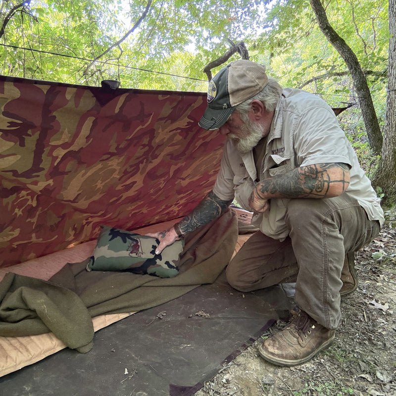 Woodland Camo Oilcloth Bushcraft Tarp
