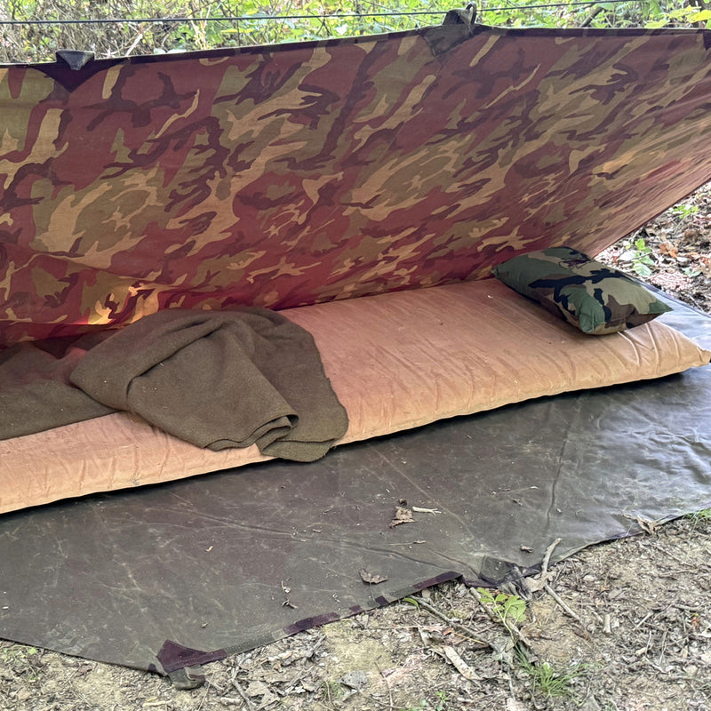 Woodland Camo Oilcloth Bushcraft Tarp
