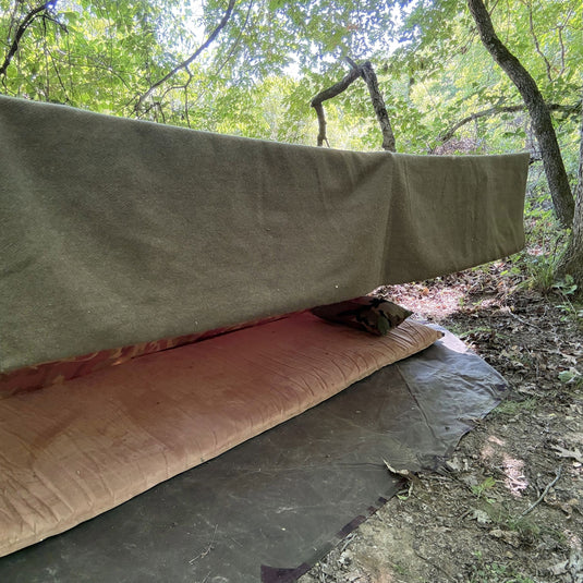Woodland Camo Oilcloth Bushcraft Tarp