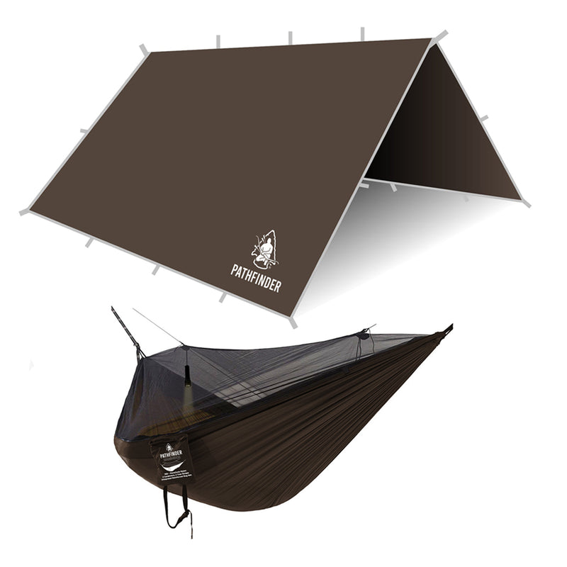 pathfinder tarp Pathfinder Nylon Tarp & Hammock Combo - Earth Brown