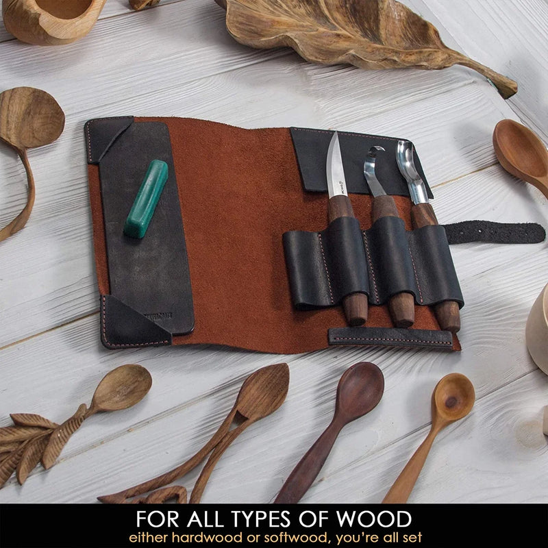 Load image into Gallery viewer, Premium Spoon Carving Set With Walnut Handles
