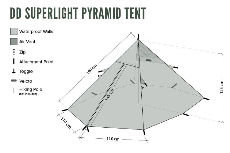 Tente tipi DD Hammocks Superlight Pyramid Tent - Abri monoparoi 1/2  personnes