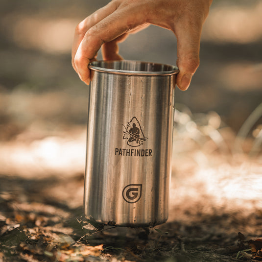 The Pathfinder School X Geopress Nesting Cup – Stainless Steel Cookpot With Folding Handles For Outdoor Gear