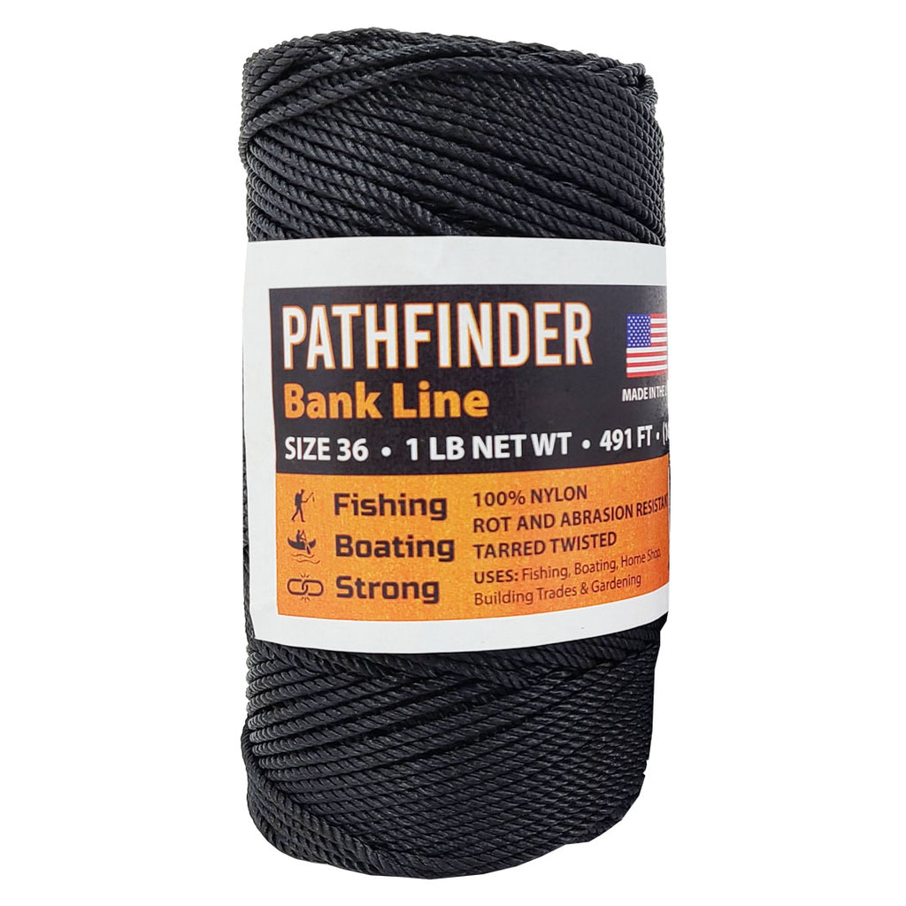 Texas Bushcraft Tarred Bank Line Twisted Twine - #36 Black Nylon String for  Fishing, Camping and Outdoor Survival – Strong, Weather Resistant Bankline